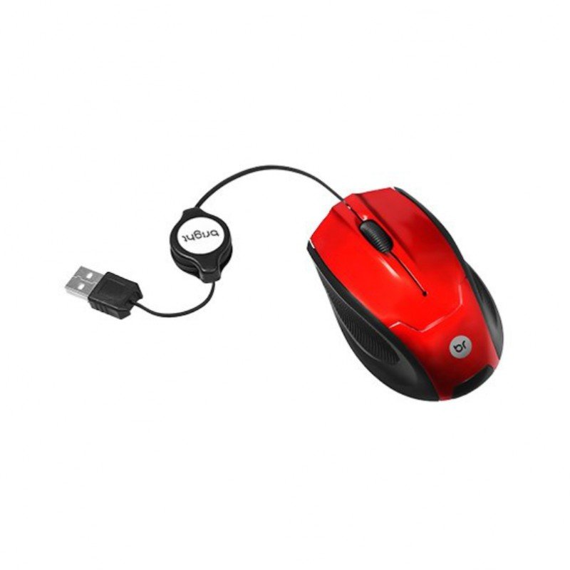 Mouse mini retratil bright vermelho - 101