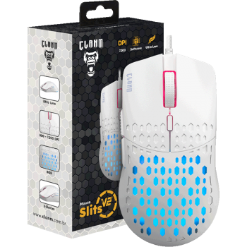 Mouse gamer 7200dpi Clanm - King Slits v2 branco