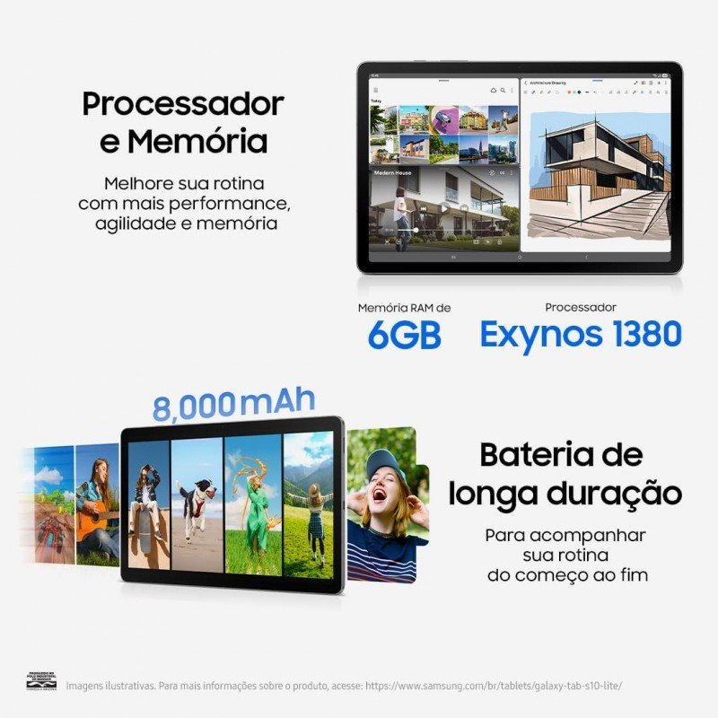 Tablet Samsung Galaxy Tab S10 Lite Tela 10,9 Polegadas 128GB 6GB RAM