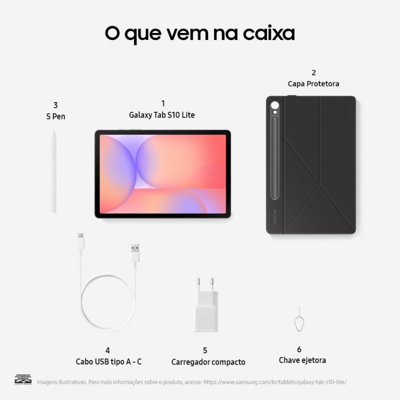 Tablet Samsung Galaxy Tab S10 Lite Tela 10,9 Polegadas 128GB 6GB RAM
